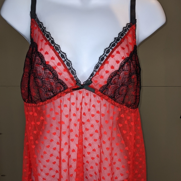 NWT Avidlove Women's Babydoll Lingerie with Red Heart Lace - Picture 3 of 5